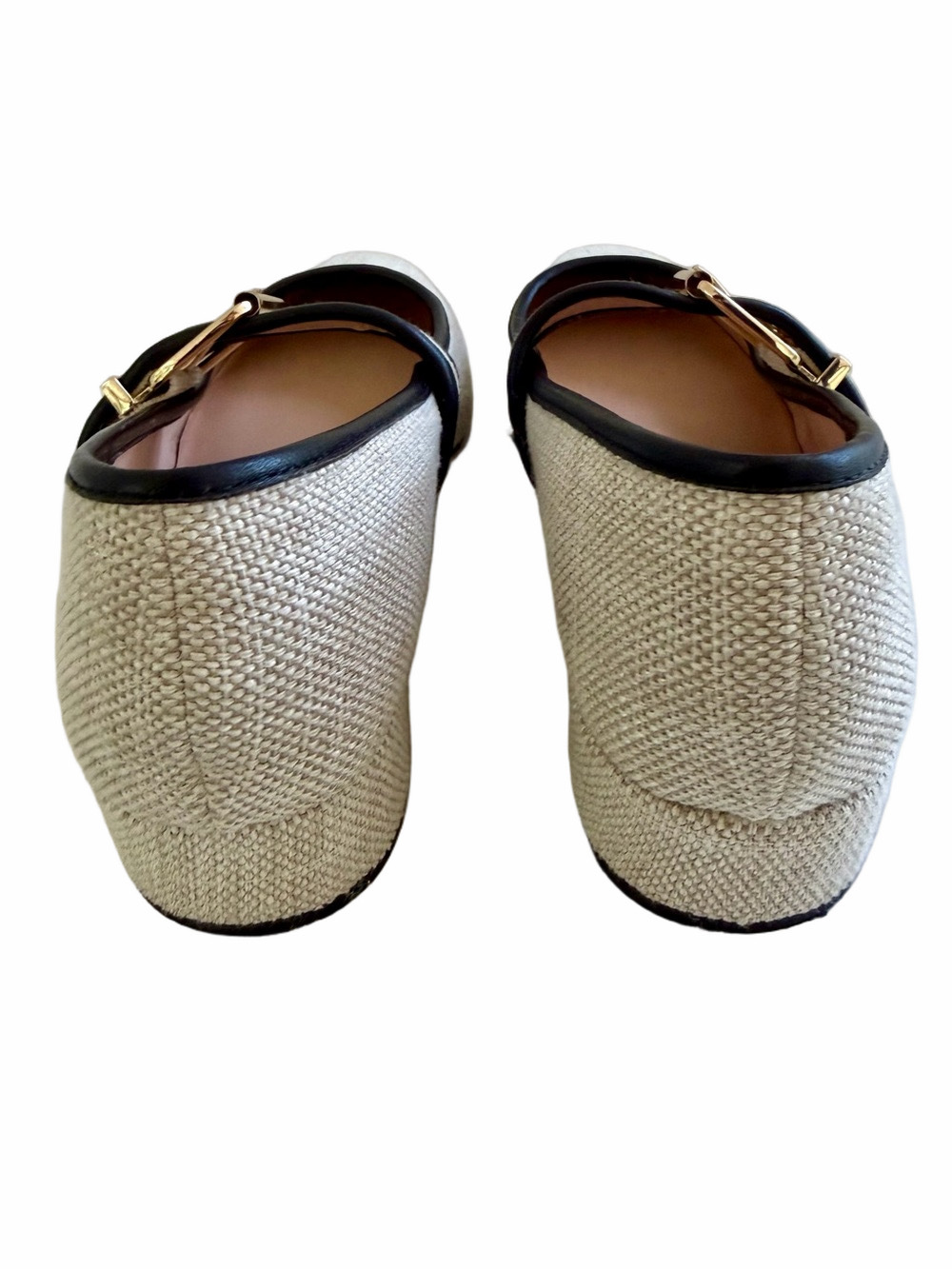 J. Crew Teagan Mary Jane’s Spanish Canvas Gold Buckle Leather Textile 2025 Sz 7 - Picture 8 of 15